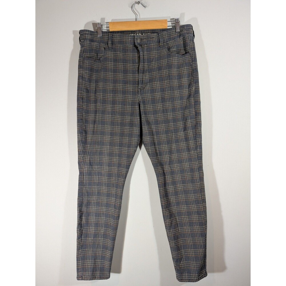American Eagle Womens Plaid Super High Rise Jegging Pants Sz 18 Preppy Academia